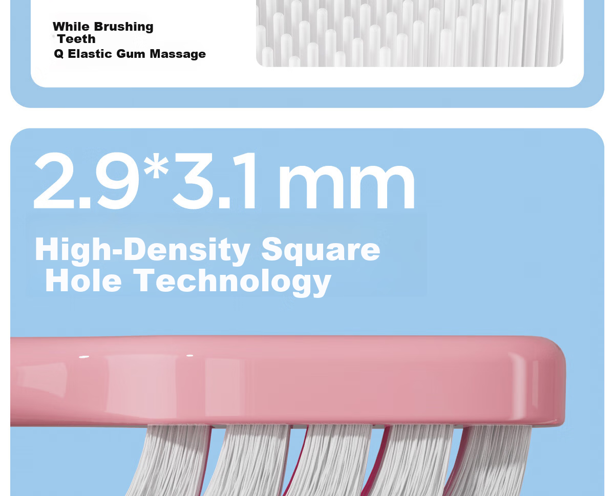 Canban Velvet Soft Bristle Toothbrush, Small Square Brush Head for Gum Protection, Dual-Color Couple Set, 4-Pack 5