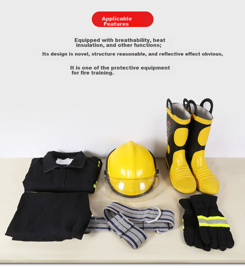 Minggu Firefighter Suit Complete Set Model 02 Firefighting Combat Training Uniform Six-Piece Protective Suit Micro Fire Station Size 43 5