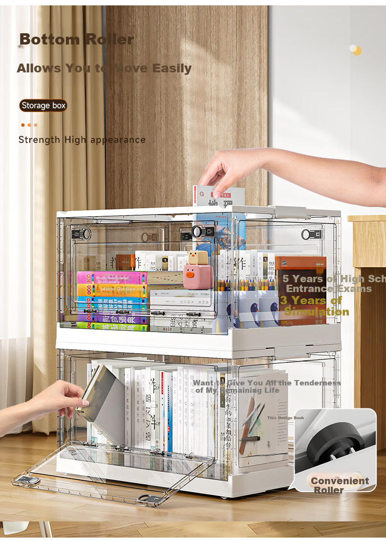 OLA XIANG Transparent Storage Box Student Book Organizer Household Clothes and Toys Storage Container Thickened Storage Basket Storage Solution 4