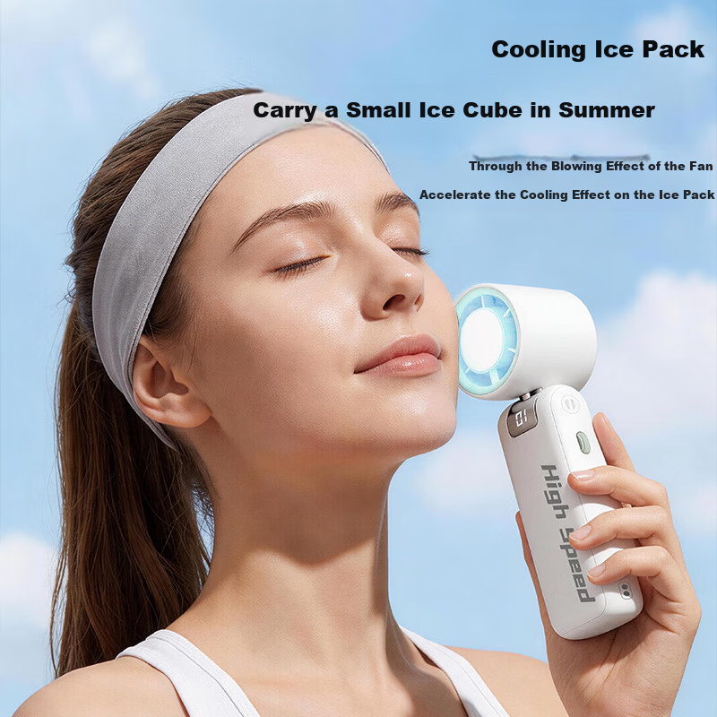 CHIGO Handheld Mini Fan Portable High-Speed Small Desktop Foldable Powerful Long Battery Life Outdoor Neck Hanging Personal Cooling Fan for Students Office Ice Compress Food Blowing