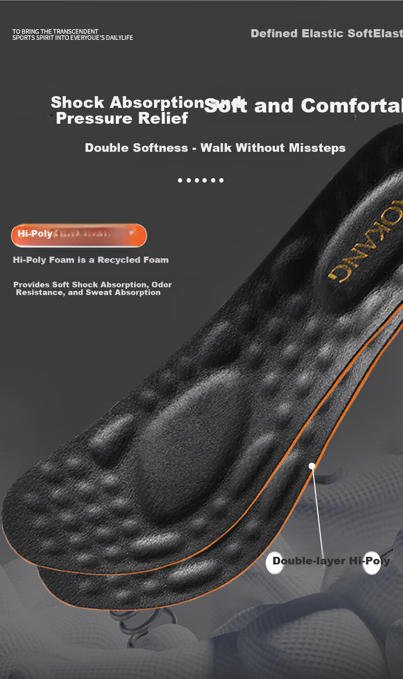 Aokang Genuine Leather Soft Cowhide Insole for Men’s Shoes, High-Elastic Sponge Sports Insole, Shock Absorbing, Breathable, Comfortable for Military Training and Long Standing 6