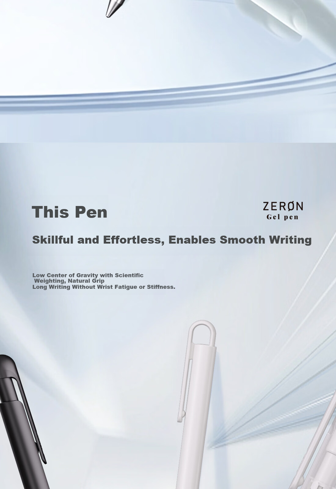 Kayou Zero Series Gel Pen Neutral Pen Endorsed by Zhou Bichang Retractable 0.5mm Black Ink High-Value Exam Pen Solid White 01&02 Model - 2 Pack 10