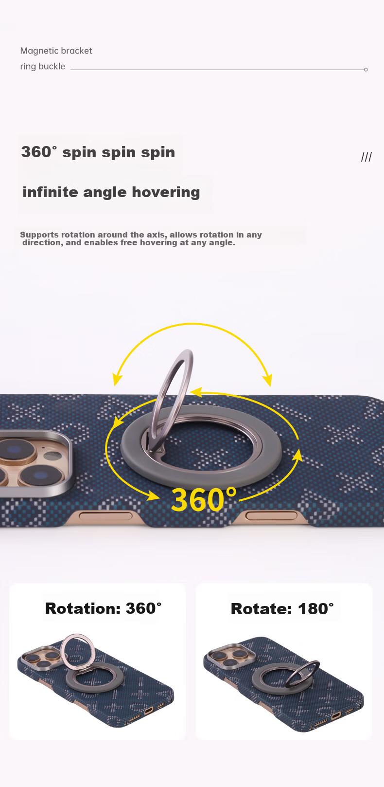 Pinkson Magnetic Ring Holder Stand Compatible with Huawei Apple Phones Magsafe Magnetic Suction Stand Oppo Mag Ultra-thin Simple Business Lightweight Magnetic Rotatable Universal Desktop Holder 3