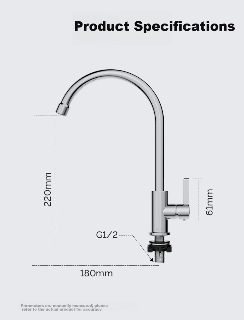 JOMOO Kitchen Sink Faucet Stainless Steel Single Cold Quick-Open Swivel Tap 77034 8