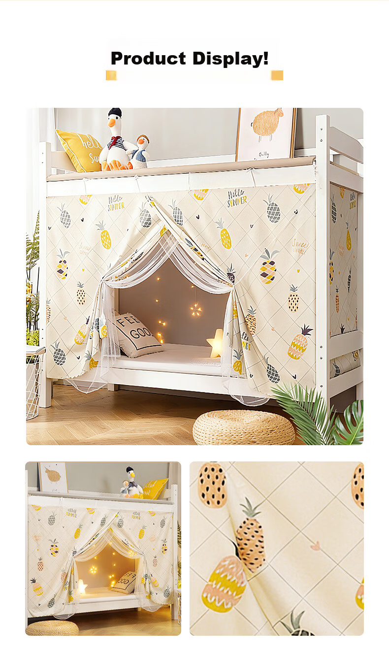 Nanjiren Mosquito Net Dormitory Bed Curtain Lower Bunk Blackout Curtain Upper Bunk Integrated Student Mosquito Net Universal Dustproof Top Cover 13