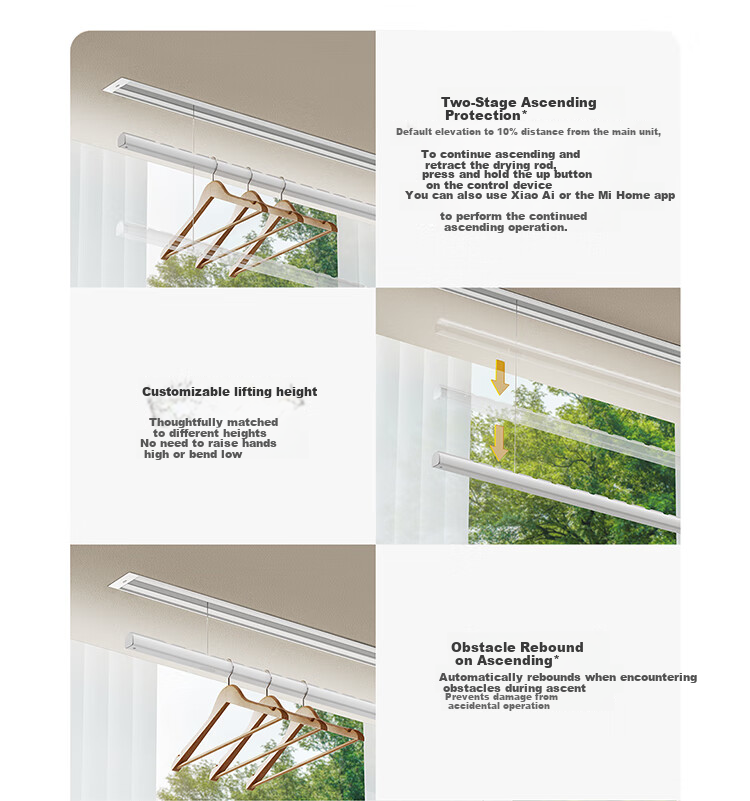 Mijia Smart Invisible Clothes Drying Rack Double Rod 2.4m Xiaomi Electric Clothes Hanger Hidden Embedded Balcony Drying Rod 15