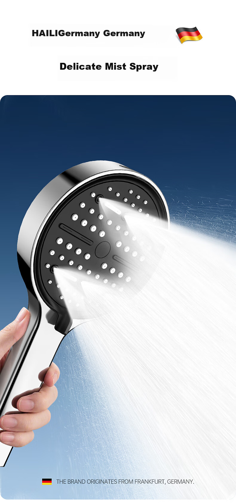 Haili High-Pressure Handheld Shower Head, Ultra-Strong Round Large Panel, Model ZH258G 7