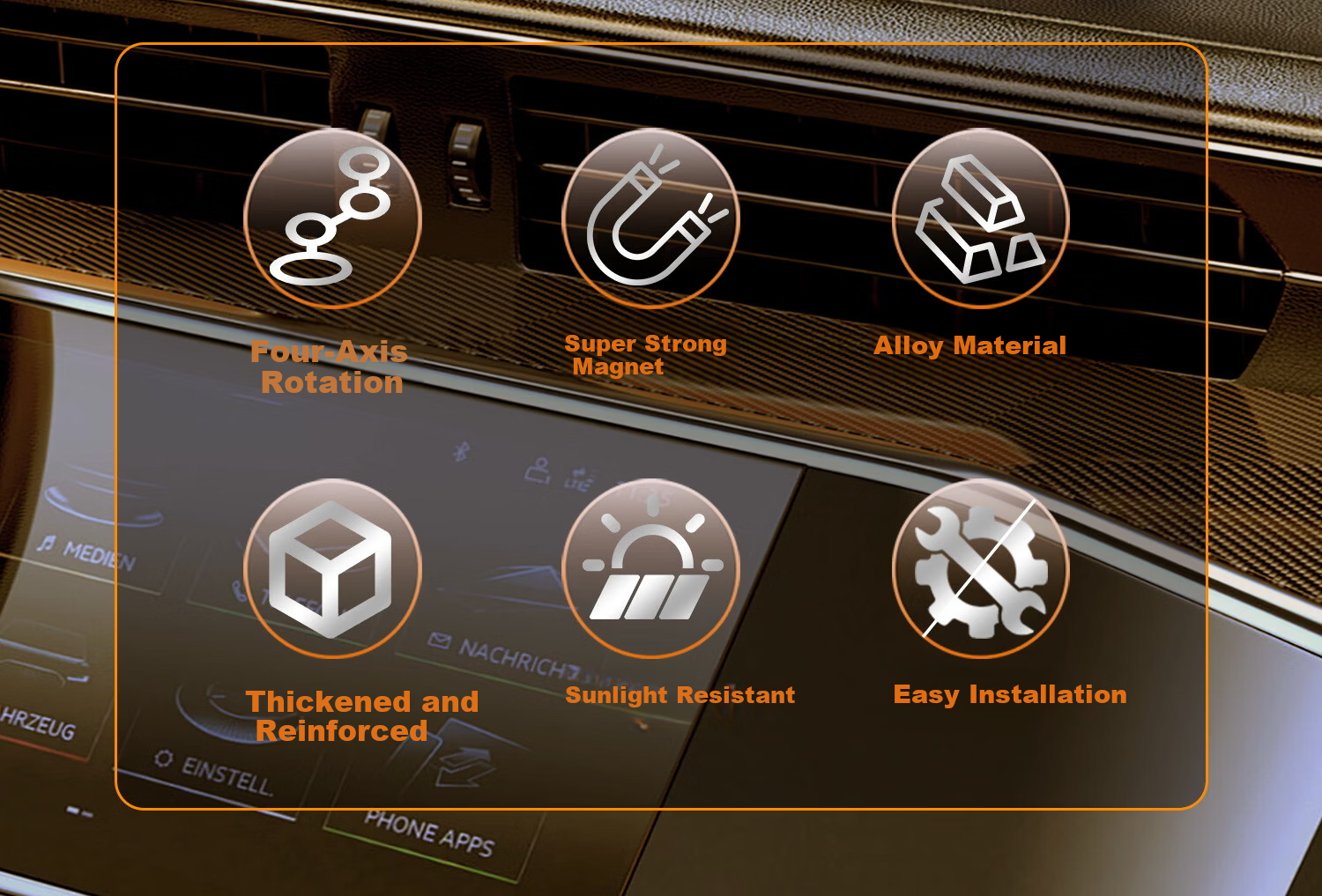 Feimaotui Car Phone Holder Suction Magnetic Mount 360° Rotatable Dual Ring Strong Adhesive Horizontal and Vertical Screen 1