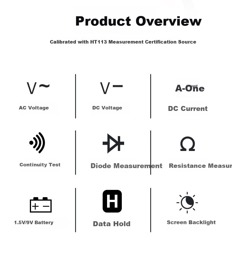 HABOTEST Professional Multimeter HT113 High-Precision Temperature Measurement Multimeter Current Meter 2