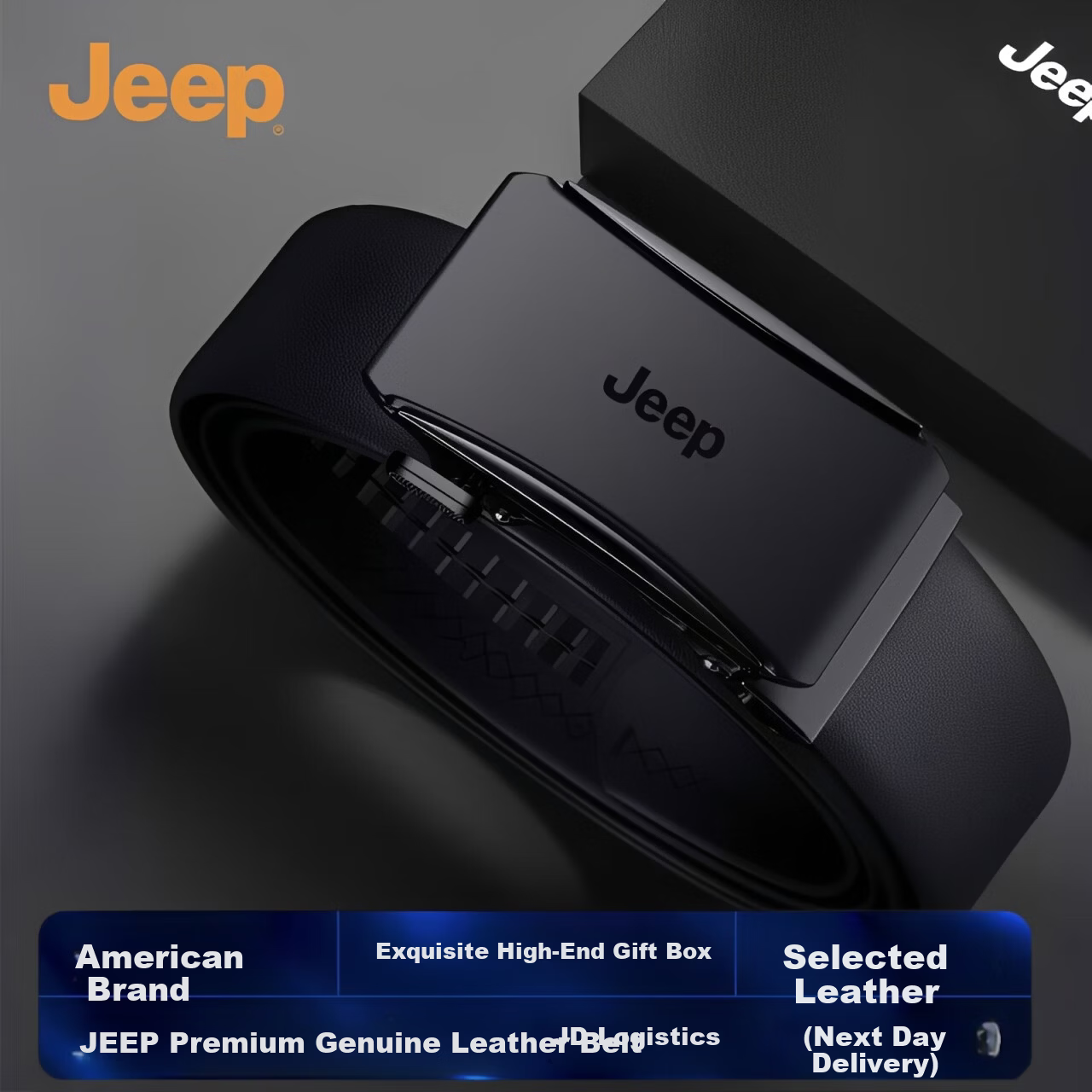 JEEP Men's Genuine Leather Automatic Buckle Belt 2026 New High-End Waistband Gift for Boyfriend Husband