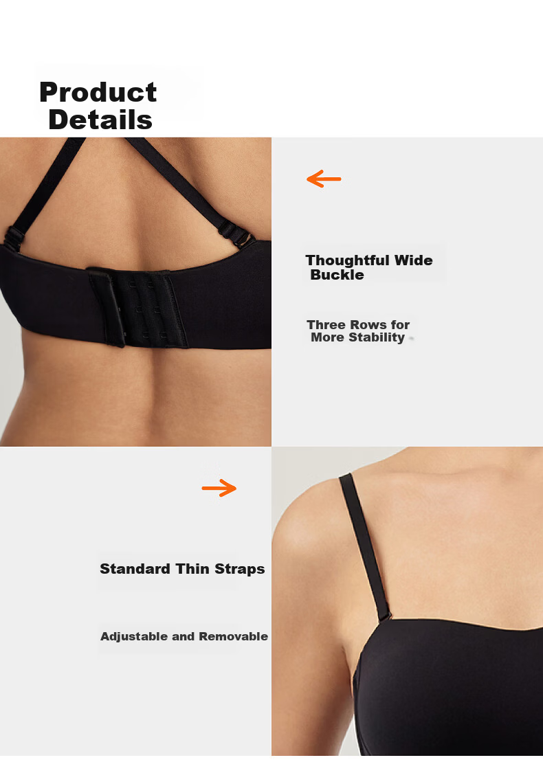 NEIWAI Orange Label Zero Sensitivity Strapless Anti-Slip Fixed Cup Bra Women's Soft Comfortable Durable Wireless Bra 9
