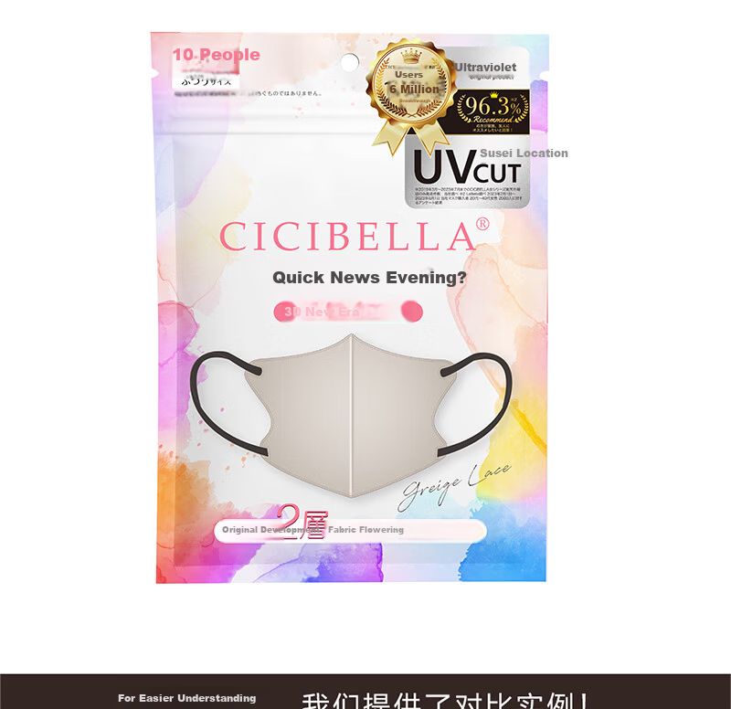 CICIBELLA Japan Imported 3D 6D Quick-Dry Sunscreen Windproof Dustproof Lightweight Breathable Unisex Mask 10 Pieces 8