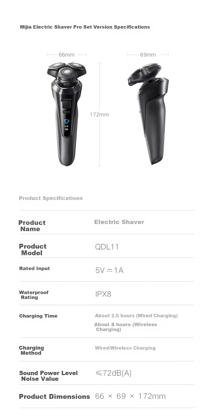 Mijia Electric Shaver Pro Set with Surround Lock Technology, Microbead Guide, Smart High-End Razor, Multifunctional Wireless Charging Sterilization and Drying Base Station, Father's Day Gift 20