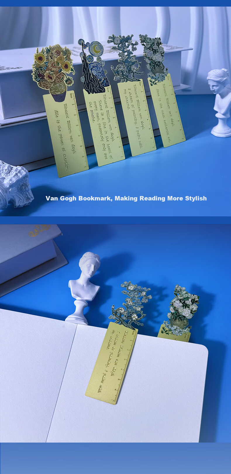 Tianshun Vintage Oil Painting Bookmark High-End Exquisite Metal Van Gogh Bookmark Classical Creative Aesthetic Birthday Gift for Girls Cultural and Creative Student School Opening Reward Simple Packag 8