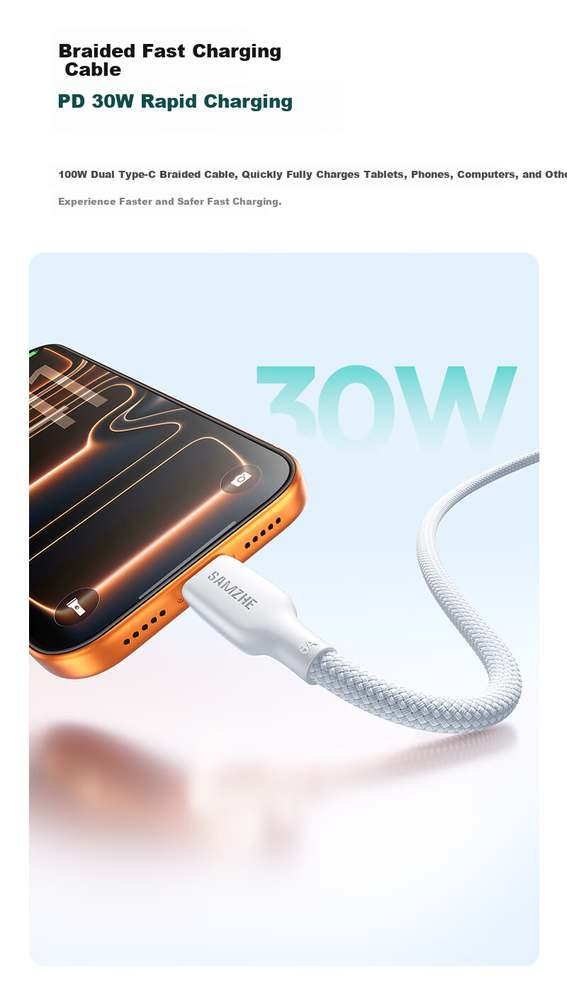 Sanze Apple GaN Fast Charger Set PD45W Charger + Lightning Magnetic Cable Compatible with 30/27W for iPhone 14/13 Pro Max 1