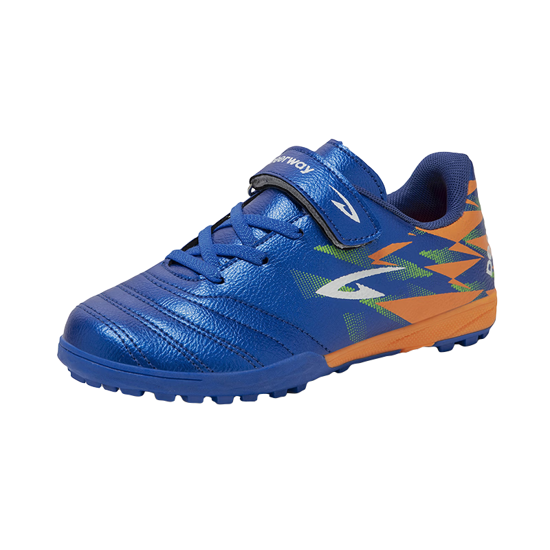 Delhui Kids Professional Soccer Shoes 6-12 Years Old TF Turf Studs Summer Breathable Non-Slip Training Shoes Royal Blue Size 37