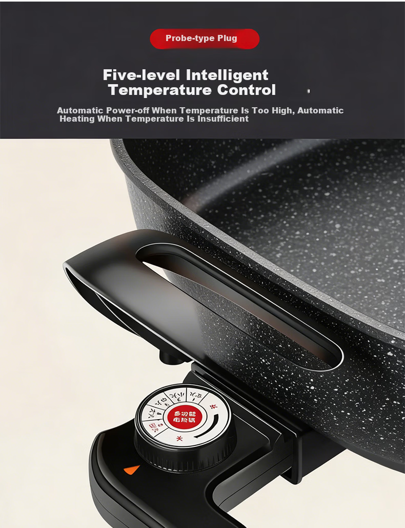 Yiduo 5L Maifan Stone Multifunctional Electric Cooker Multi-Functional Electric Frying Pan Korean Electric Hot Pot Non-Stick Dormitory Cooking Grill Fish All-in-One Small Electric Pot XBJT-HG211 7