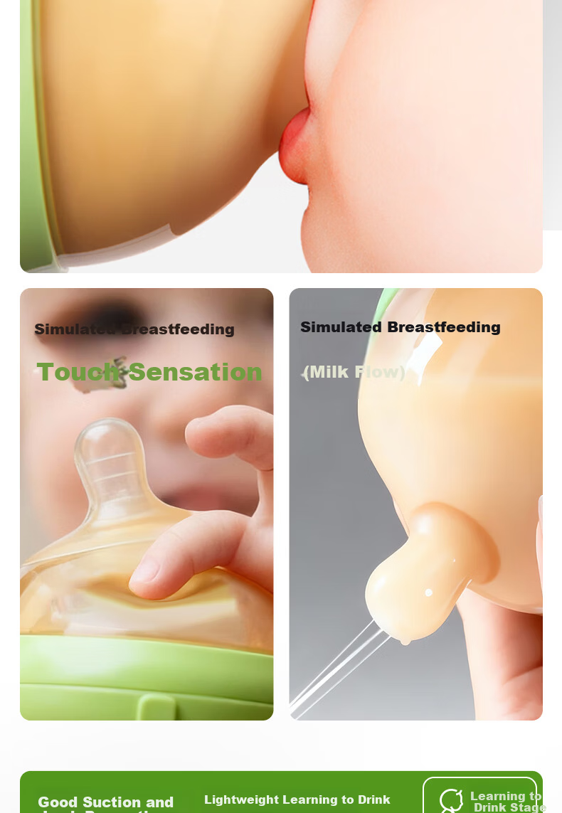 Qikibao Baby Growth PPSU Feeding Bottle Set 240ml Straw Direct Drinking for 6+ Months Imitation Breast Milk Children's Festival Gift 4