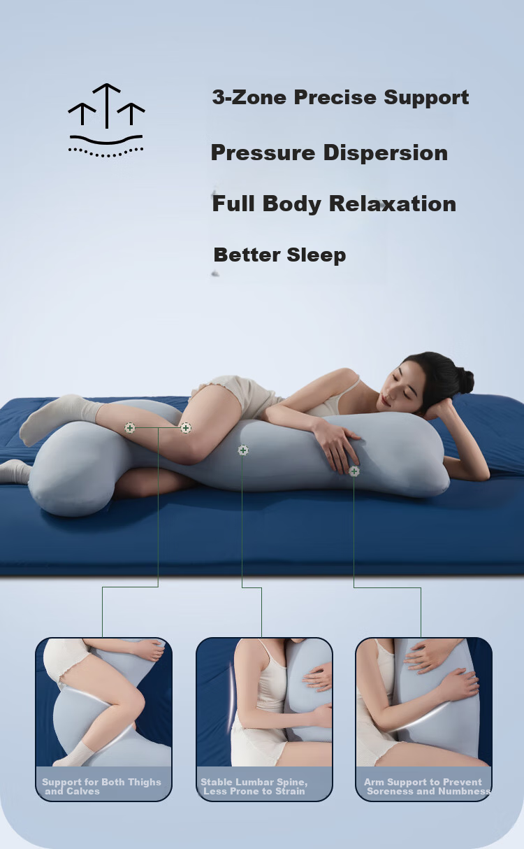 YUZHAOLIN Pregnancy Side Sleeping Leg Pillow Ergonomic Long Body Bolster Pillow for Men and Women, Removable and Washable 4