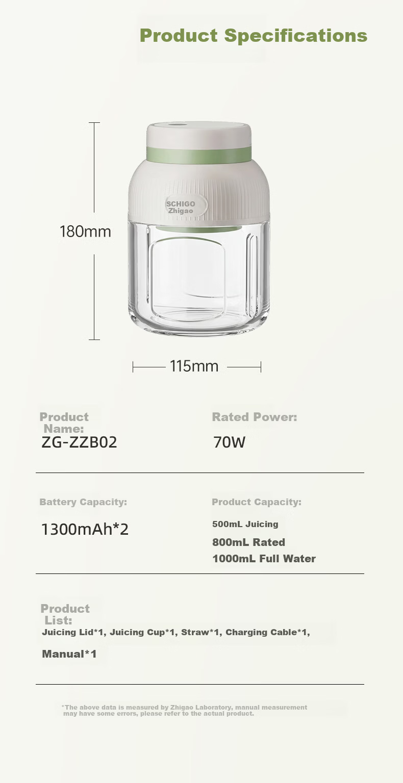 CHIGO Portable Juicer Cup Small Household Juicer Ice Crushing Wireless Charging Outdoor Juice Maker Birthday Gift ZG-ZZB02 16
