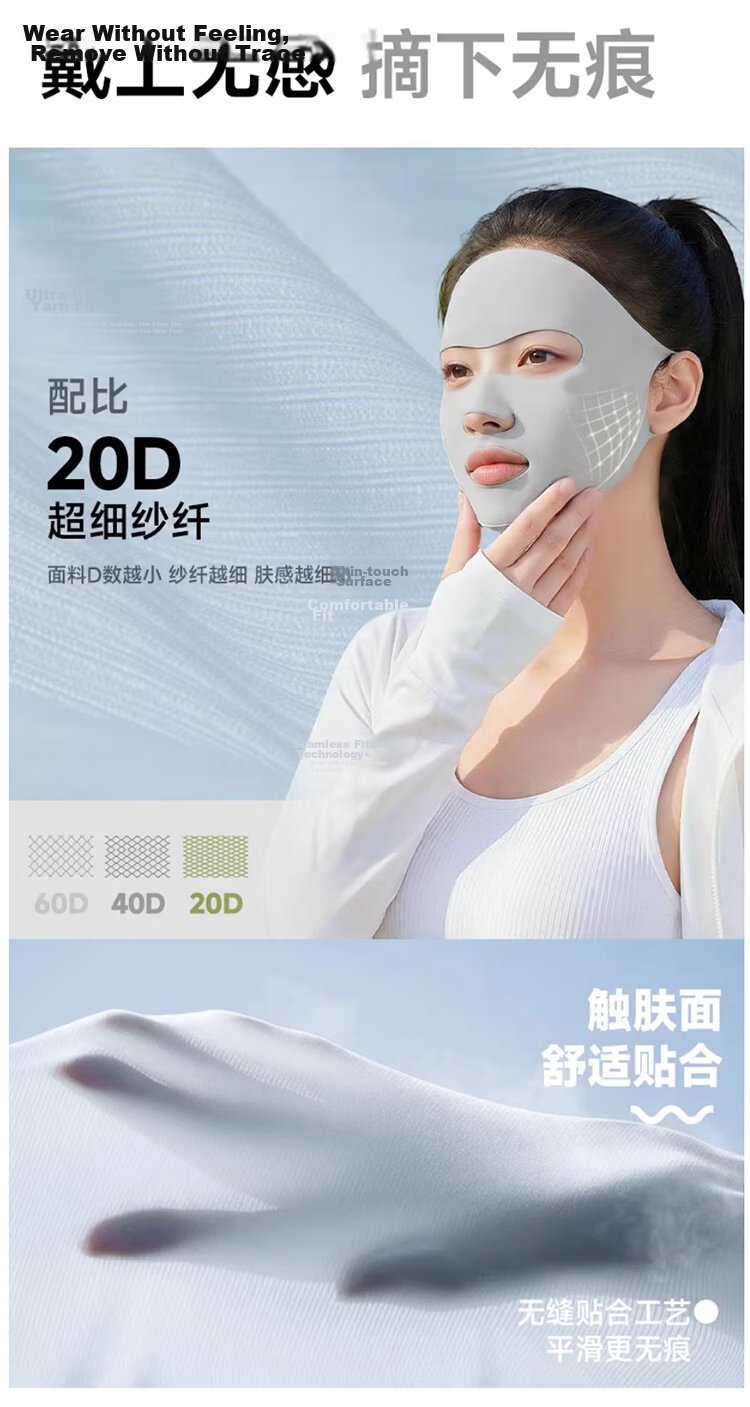 Yuzhaolin Women's Cycling Sun Protection Mask UV Protection Ice Silk Breathable Full Face Sunshade Neck and Eye Guard Blush Face Cover 6