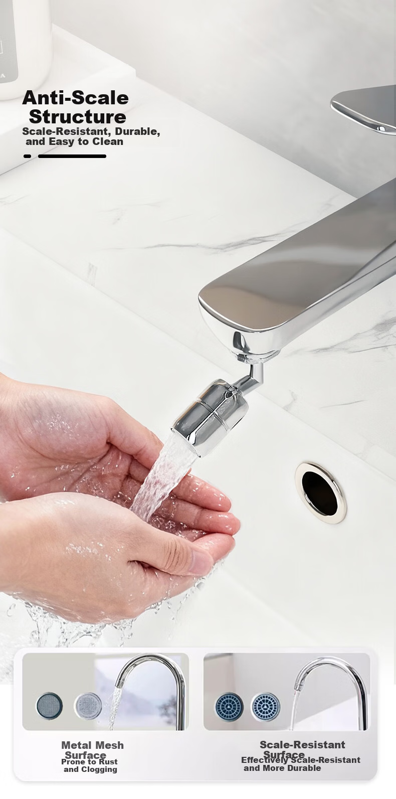 MOEN Faucet Aerator, Universal Water Splash-Proof, Extended Conversion Adapter, Aerator, 360° Crystal Water 8