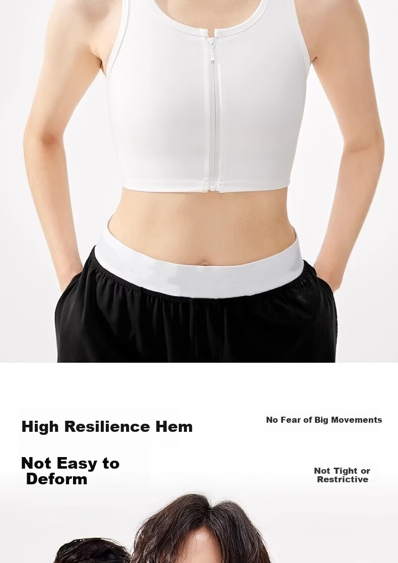 Caramella Ice Silk Breathable Zip-up Vest Bra for Large Bust, Chest Minimizer, Student Chest Binder, Cosplay Light Compression Underwear 8
