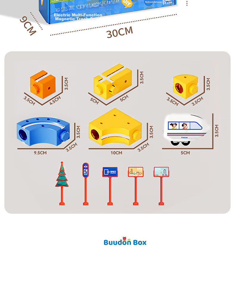 Buudon Box Electric Magnetic Magnetic Building Block Track Car Toy for Boys and Girls Ages 3-6 Educational Gift for Children's Day and Birthday 8