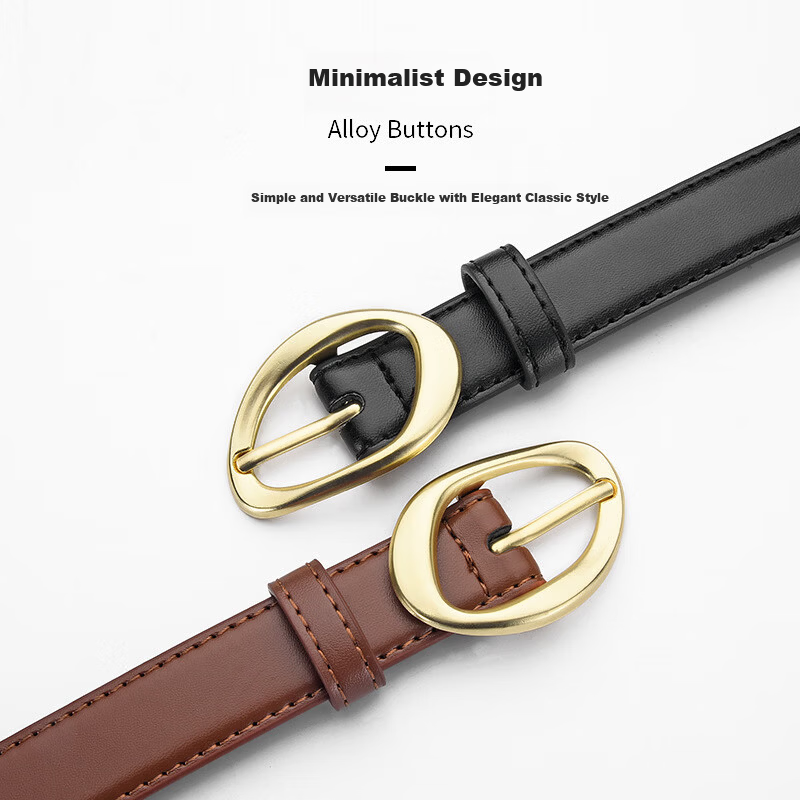 Half-Cigarette Style Women's Fashion Pin Buckle Belt Slim Durable Leather Decorative Skinny Belt for Jeans 11