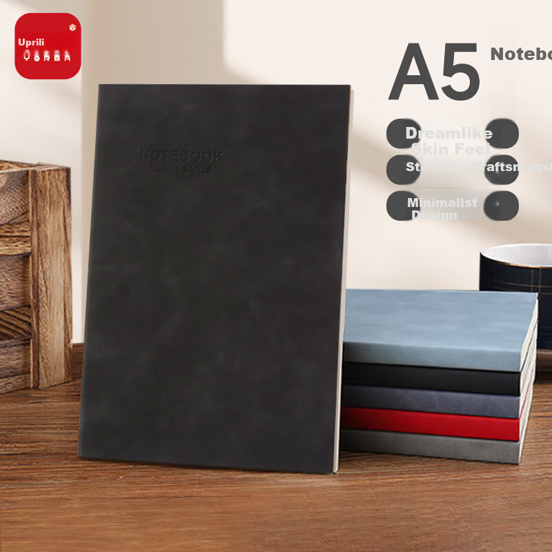 Youbili Simple Business Notebook A5 Office Meeting Notes Diary Leather Cover High-End Thickened Office Notebook 25-175 Black