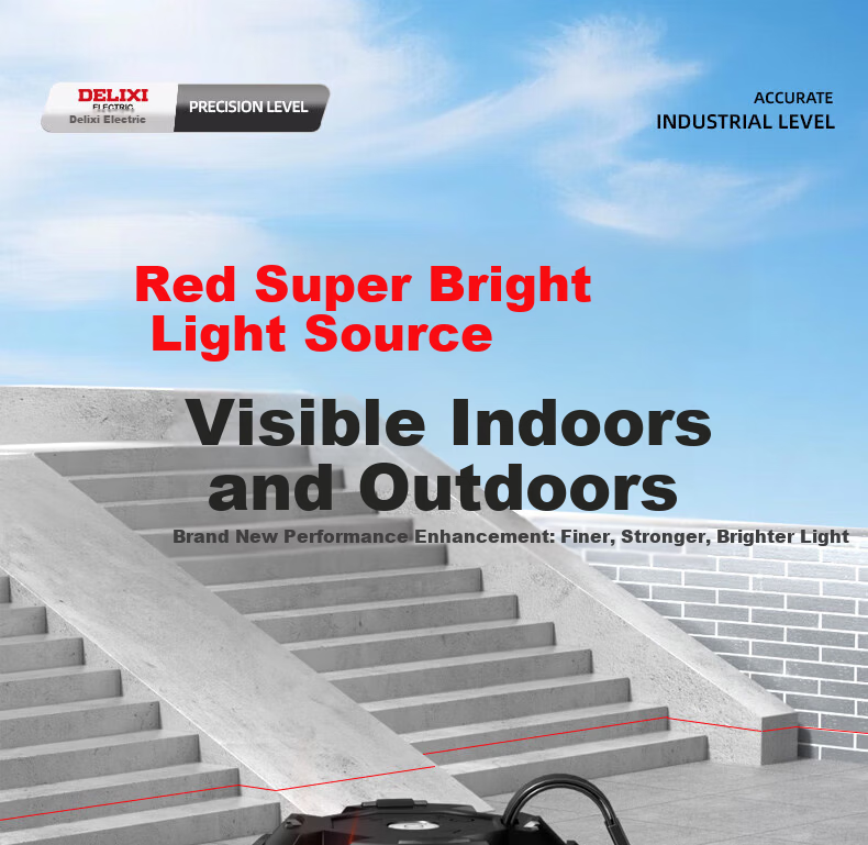 DELIXI ELECTRIC 5-Line Infrared Level High-Precision Strong Light Auto-Leveling Laser Fine Line Daytime Use 5