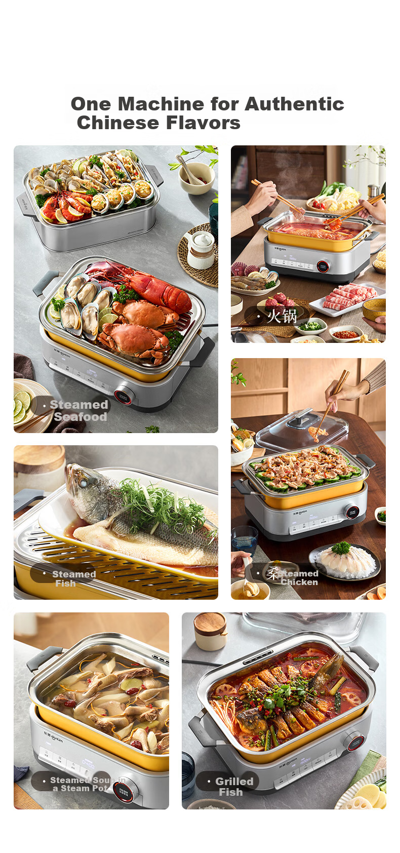 Donlim 20L Stainless Steel Electric Steamer Multi-Function Cooker 3-in-1 Steaming, Stewing, Boiling Electric Hot Pot DL-1007 7
