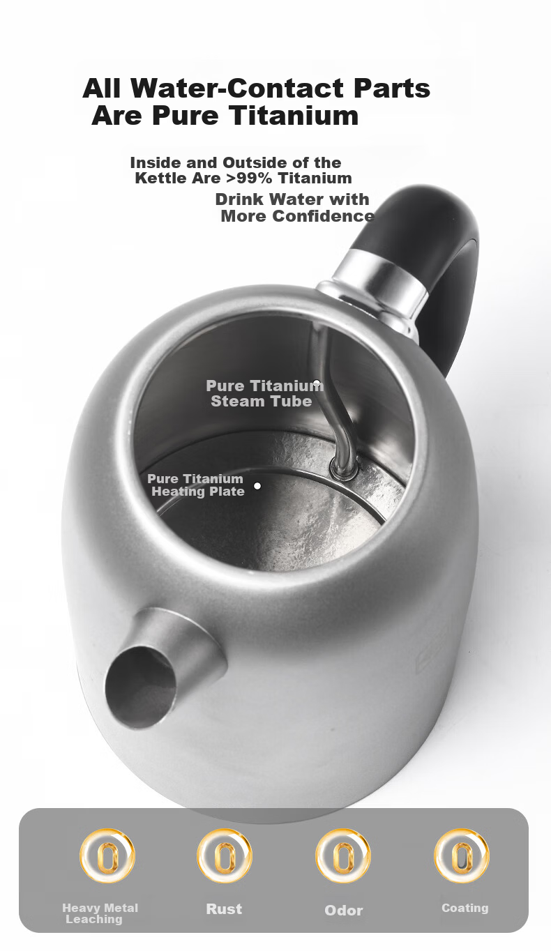 Biooner Pure Titanium Electric Kettle 2.3L Large Capacity Auto Shut-Off Insulated Tea Kettle Ti-16 11