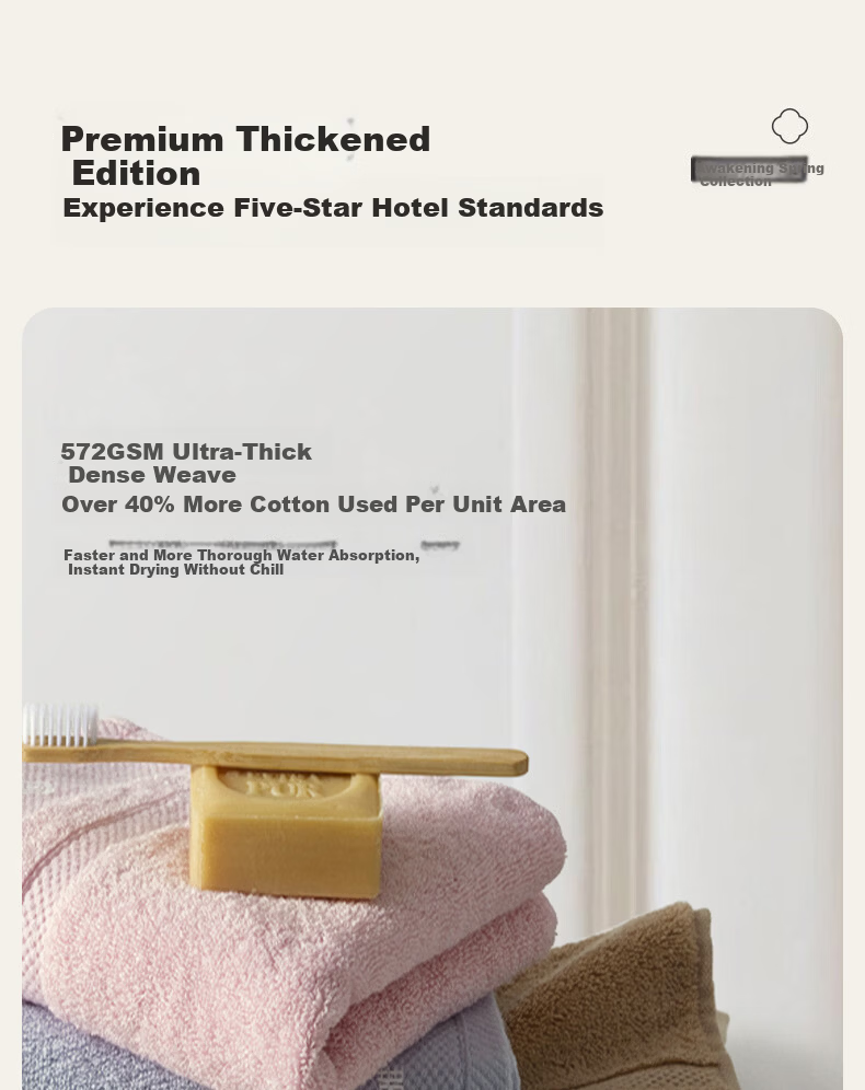 Grace Pure Cotton Towel 10A Antibacterial Hotel Thickened Absorbent All Cotton Face Towel Sports [Single Piece] Spring Cherry Blossom 3