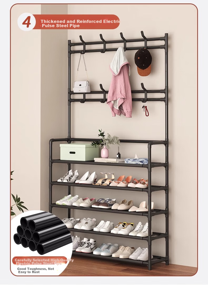 Wooden Double-Layer Shoe Rack Multi-Tier Home Shoe and Hat Storage Cabinet Entryway Organizer Dormitory Storage Shelf 10