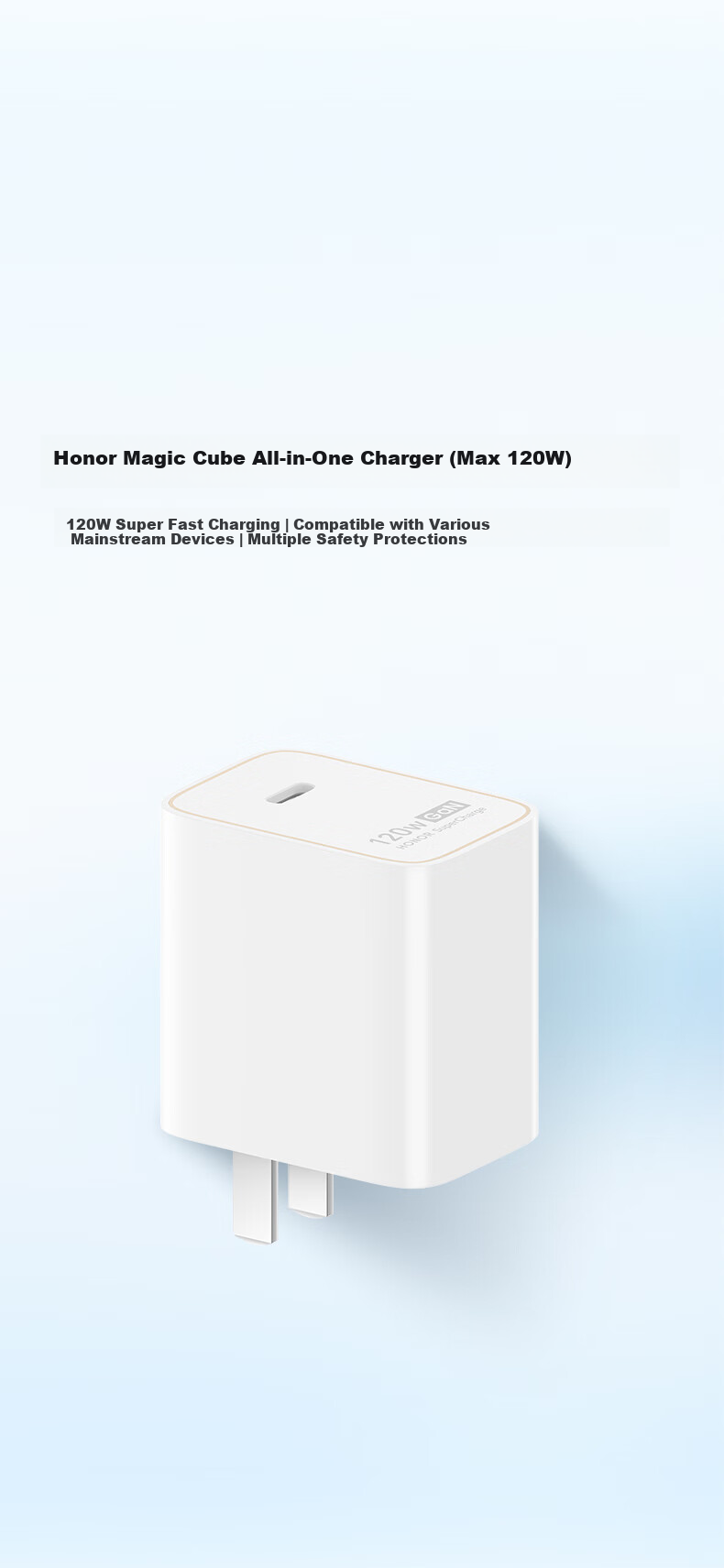 Honor Magic Cube All-in-One Charger 120W Fast Charging Compatible with Phones, Tablets, and Computers Safety Protection for Honor/Huawei/Xiaomi/Apple/OPPO Phones 1