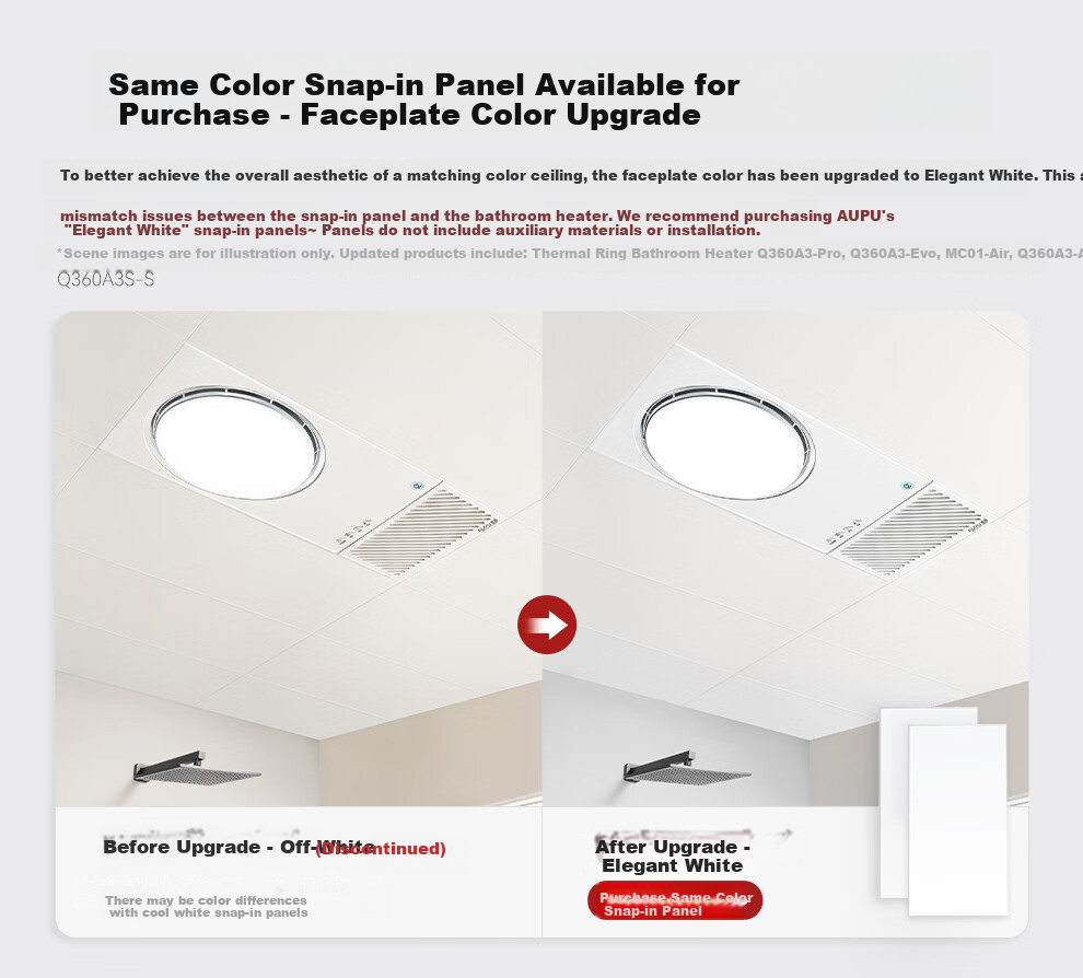 AUPU Smart Bathroom Heater Q360A3-Air with Thermal Ring Deodorization, Warm Air, Lighting, and Exhaust Integration 2