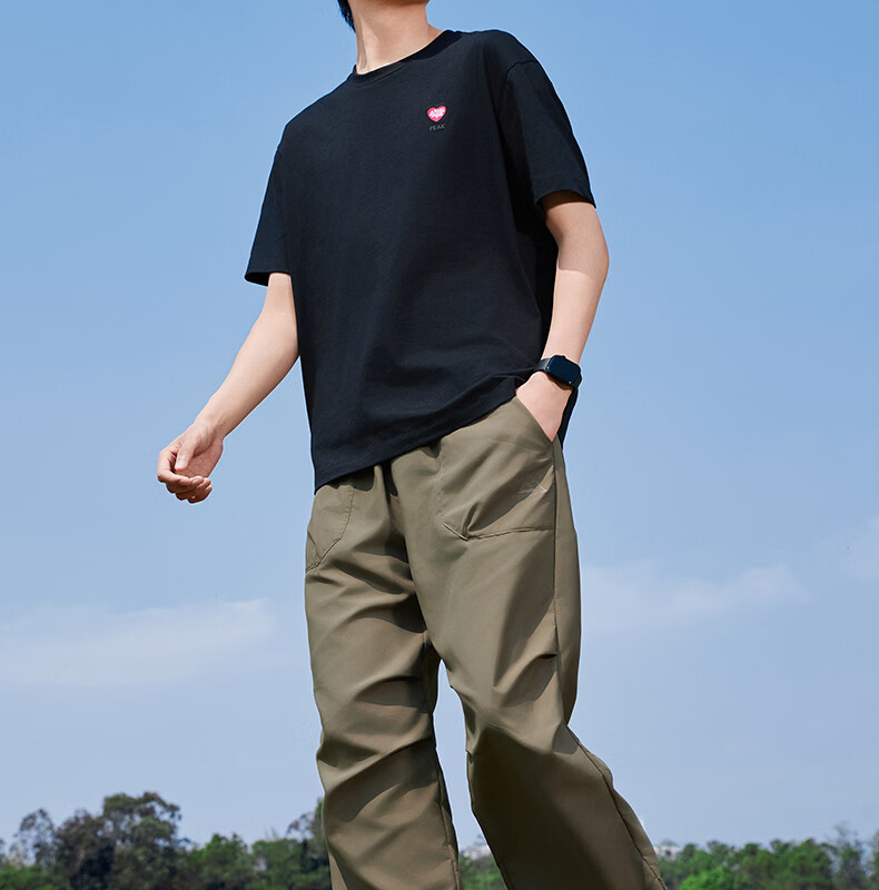 Peak Men's Summer Short Sleeve Pure Cotton Casual Loose Breathable Outdoor Xinjiang Cotton Sports Base T-Shirt DF652430 13