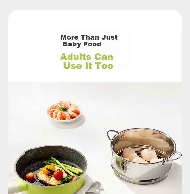 Babycare Baby Food Pot Milk Pot Children's Non-stick Frying Pan Multifunctional Milk Pot - Highland Original Power Green Lunch Box 17