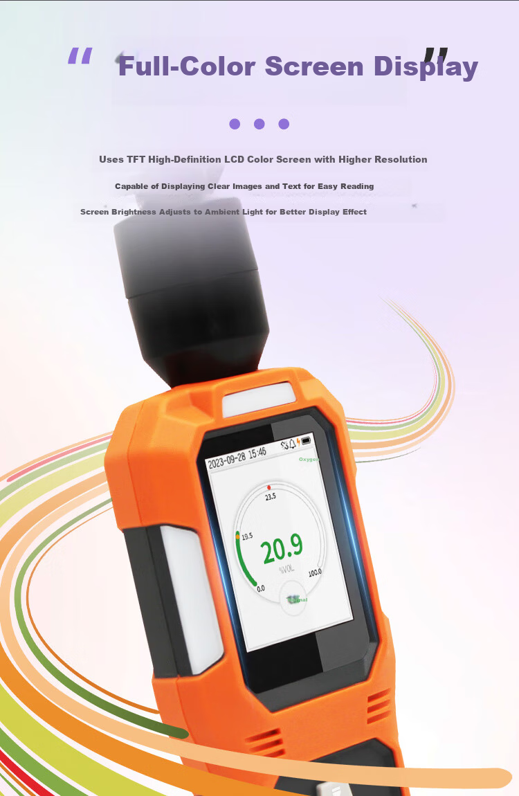 Aikosi Portable Oxygen Gas Detector Alarm O2 Concentration Tester Large Range 0-100% VOL Oxygen Meter 6