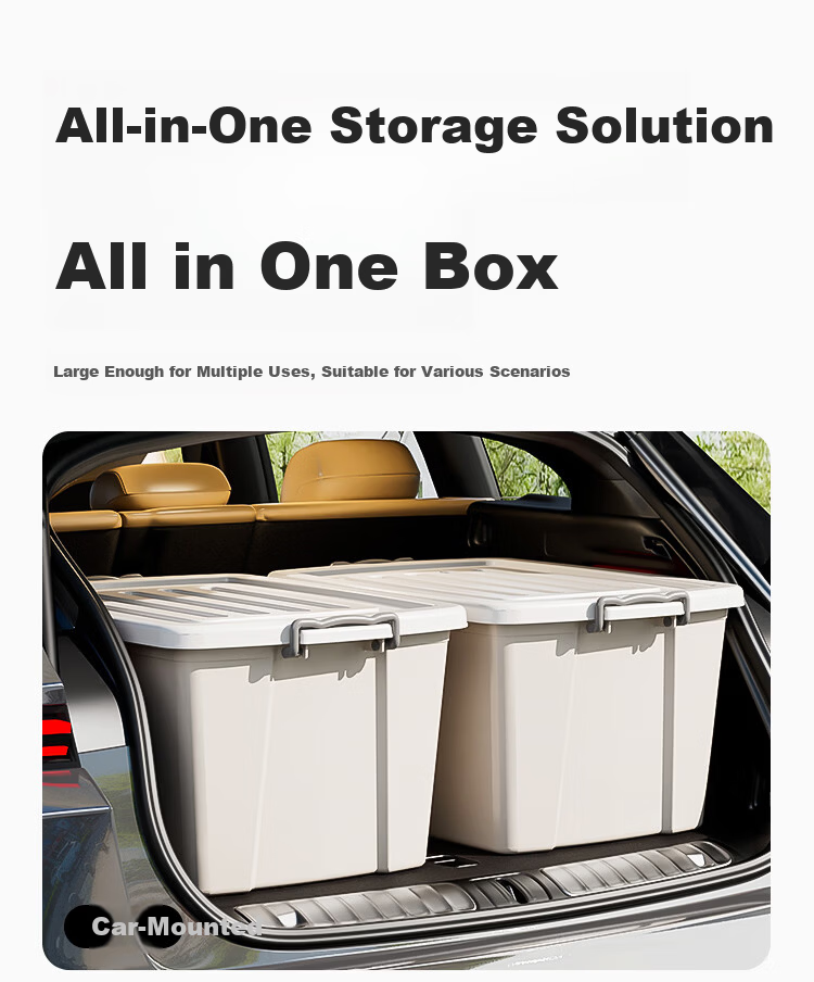 JD Jingzao Large Clothes Storage Box Organizer Plastic Toy Storage Car Trunk Storage Bin 65L White 9