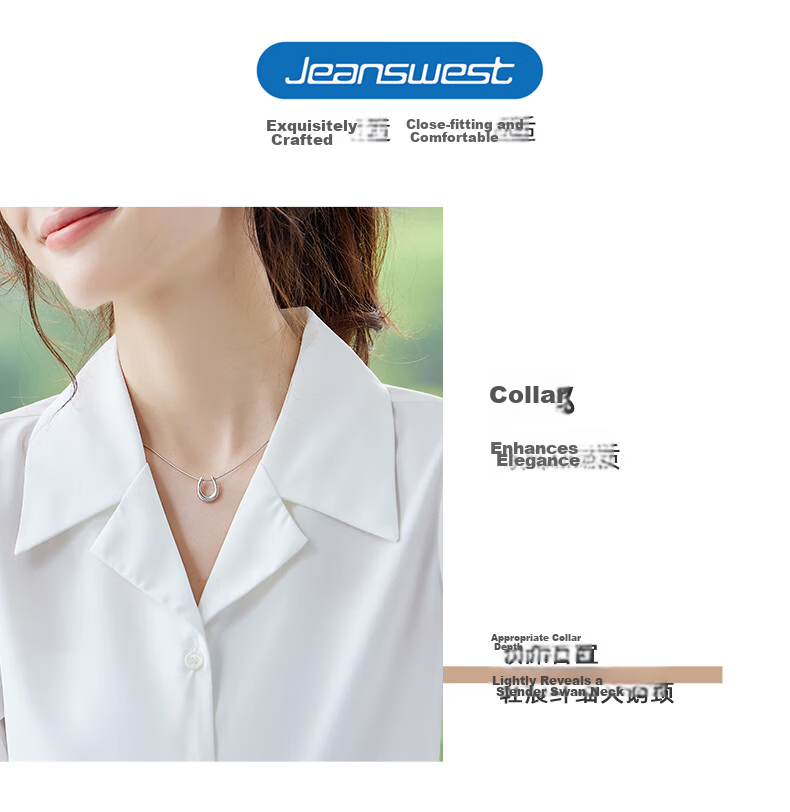 Jeanswest Women's Summer V-Neck Lapel Shirt Stylish Commuter Versatile French-Style Top Blue 2XL 4