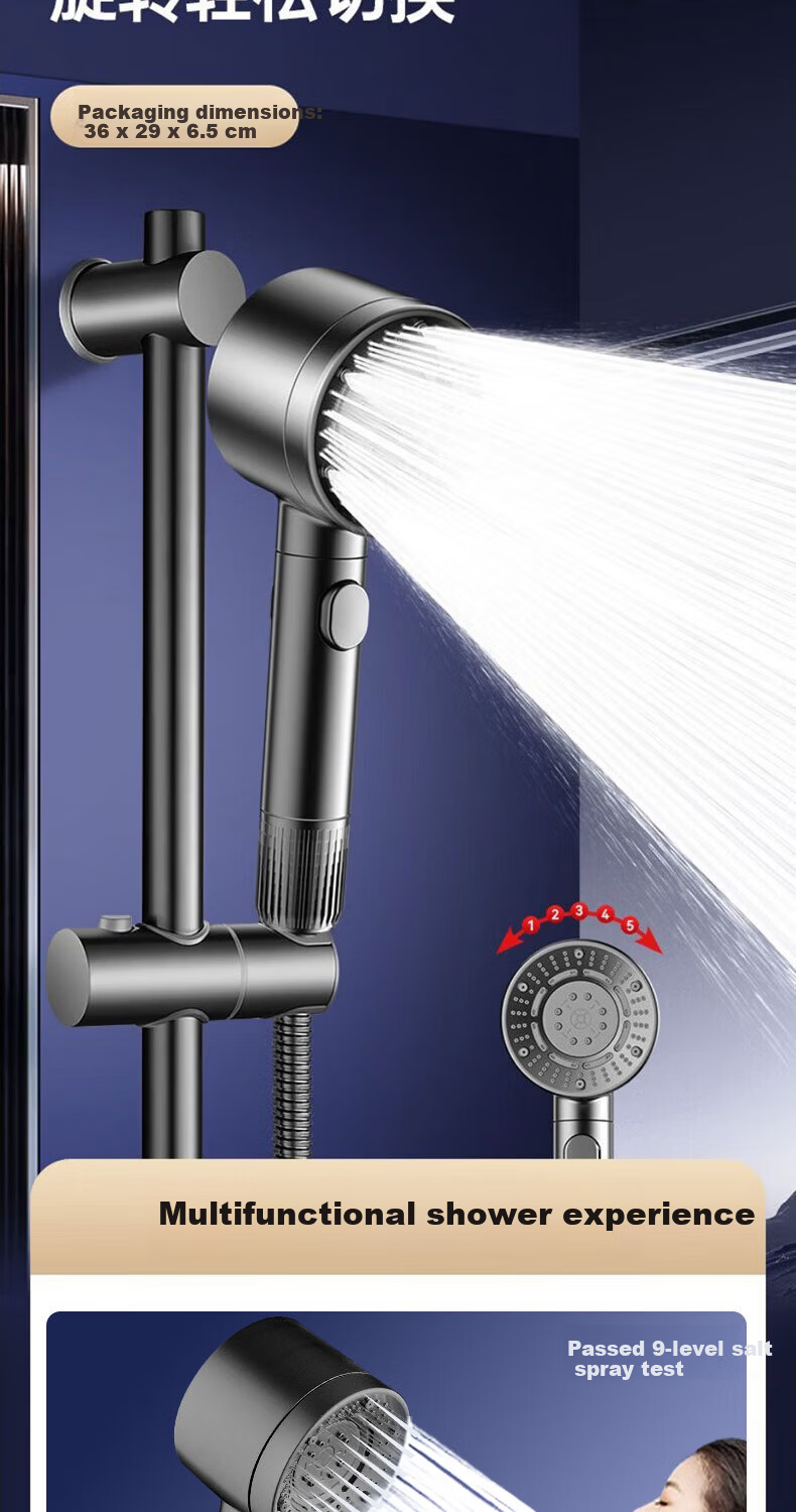 Del【28 Years Brand】High Pressure Shower Head with Filter, Powerful Water Flow, Bathroom Shower Water Purifier C-2428 8