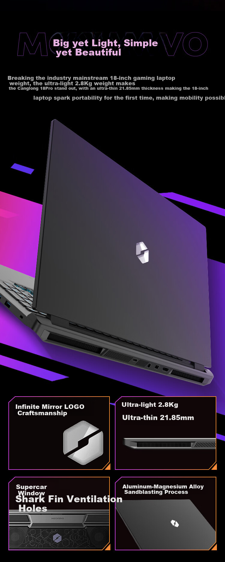 MECHREVO Canglong 18 Pro Laptop (R9-8945HX, 16GB RAM, 1TB SSD, RTX 5060, 2.5K 180Hz) Black 3