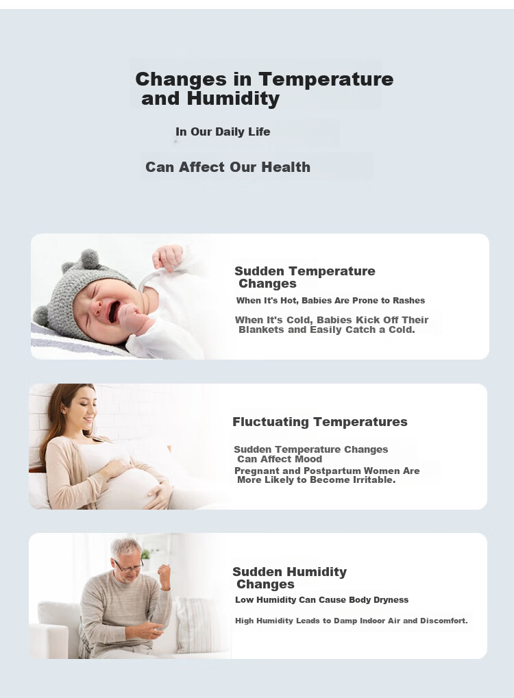 Compas Thermo-Hygrometer Clock Indoor Temperature Meter Baby Room Bedroom Kitchen Magnetic Multifunction Clock 2301H White 5