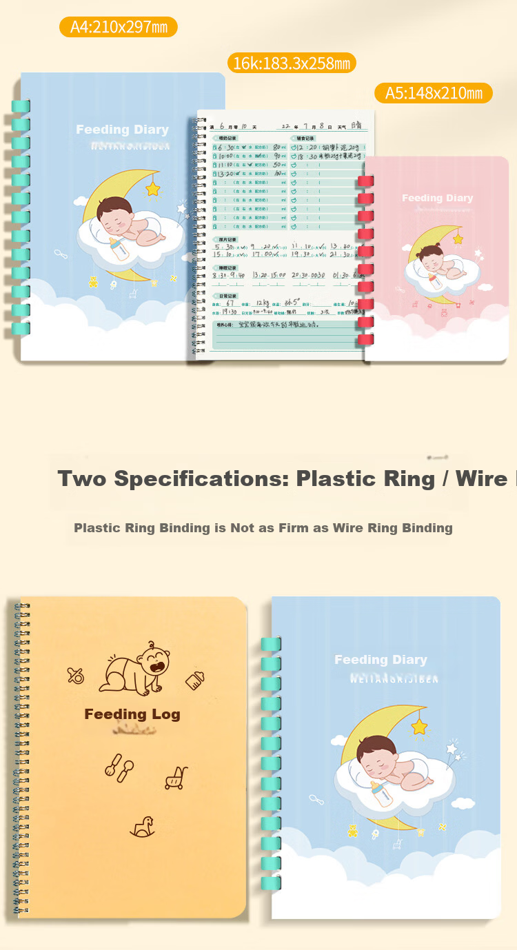 Dr. Dolly A5 Feeding Record Book Boy Baby Nursing Diary Infant Breastfeeding Log Newborn Growth Manual Milk Intake Notebook Soft Spiral 50 Sheets 6