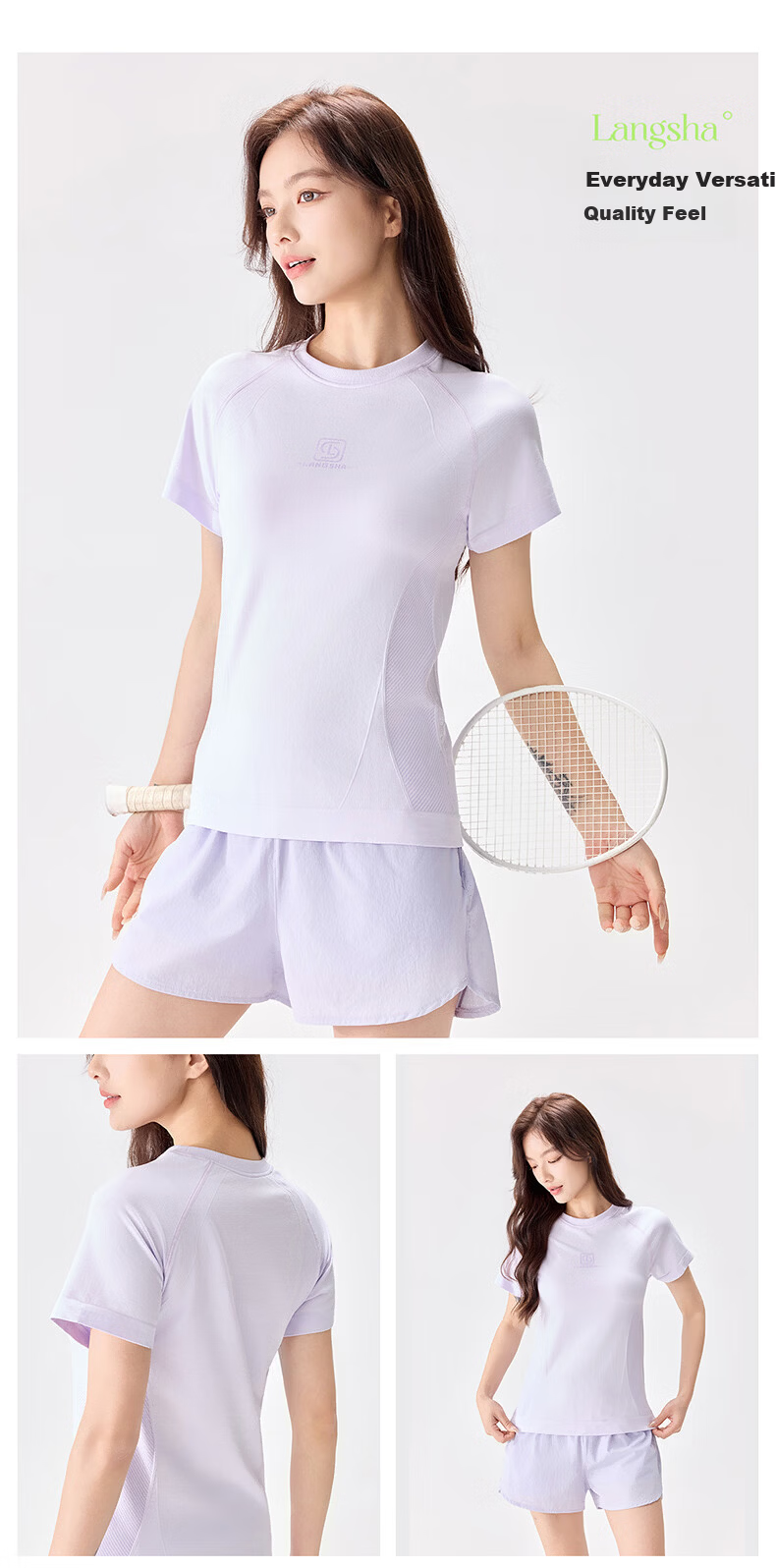Langsha Women's Short Sleeve Summer Quick-Dry T-Shirt 10A Antibacterial Moisture-Wicking Ice Cooling Breathable Sports Running Top NS1940 20