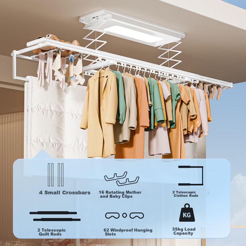Mr. Bang [Genuine Supply] Electric Clothes Drying Rack Smart Invisible Balcony Large Capacity Drying Machine Lifting Clothes Rod D18pro