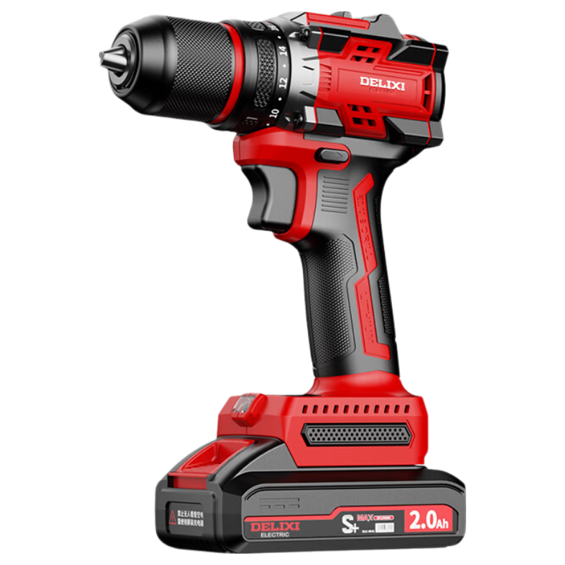 DELIXI ELECTRIC 21V Brushless Lithium-Ion Drill, Rechargeable Household Electric Drill, Power Screwdriver, Multi-Functional Electric Drill Tool Box, Electric Screwdriver