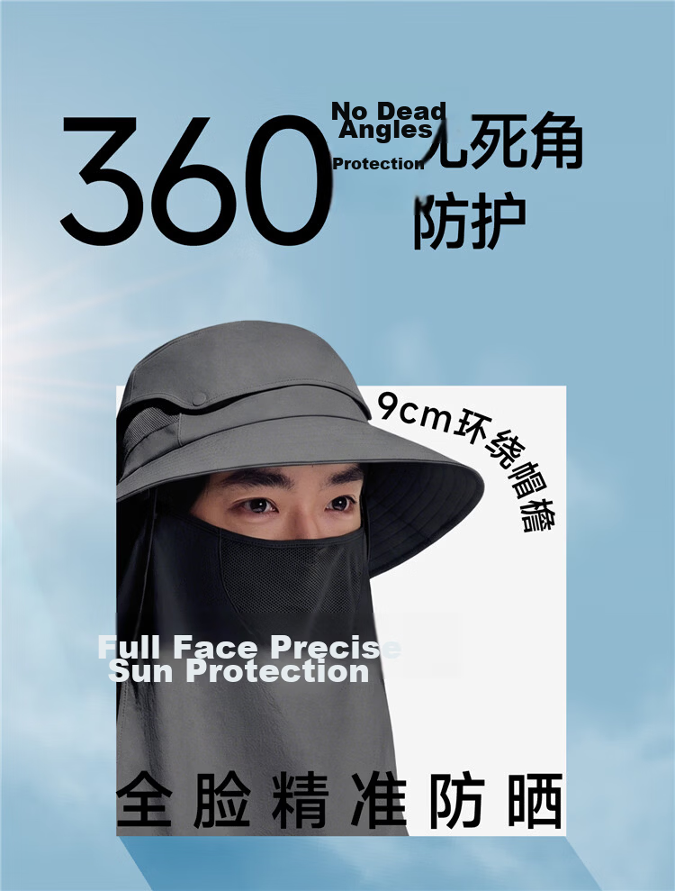 Beneunder Men's Summer Fisherman Hat Sunshade Outdoor Mountaineering Face Cover Fishing Sun Protection Hat TS0166 7